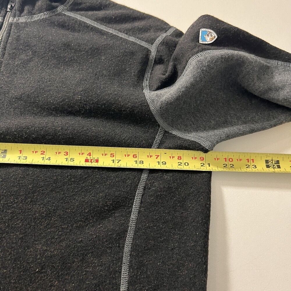 Kuhl Revel Fleece Sweater Mens M Black Gray 1/4 Zip‎ Pullover Outdoors Hiking - Picture 6 of 7